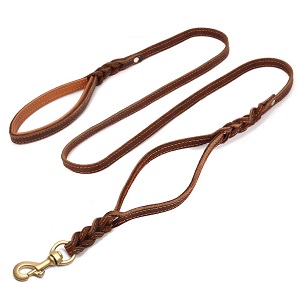 FOCUSPET Heavy Duty Leather Dog Leash